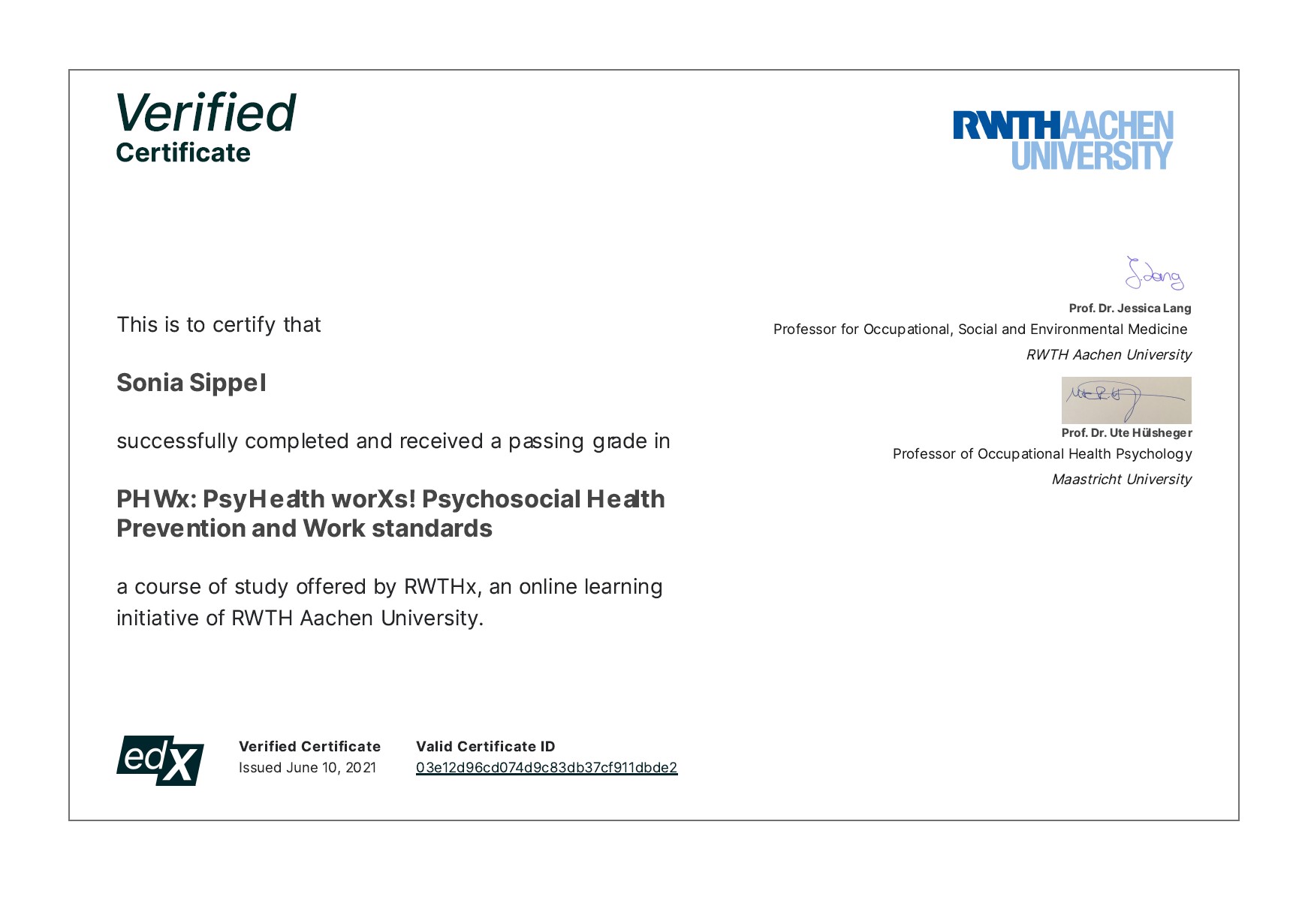 Zertifikat RWTH